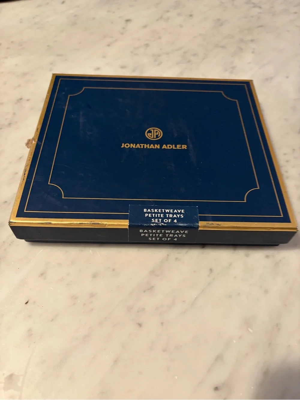 JONATHAN ADLER SET OF 4 BASKETWEAVE PETITE TRAYS  nib